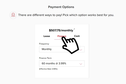 Payment options menu